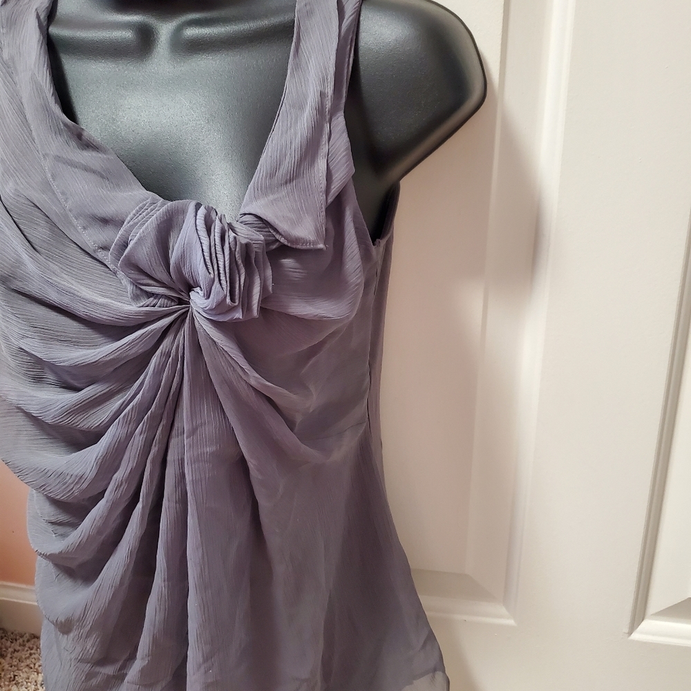 New York & Company Sleeveless Ruched Chiffon Top - Picture 7 of 13